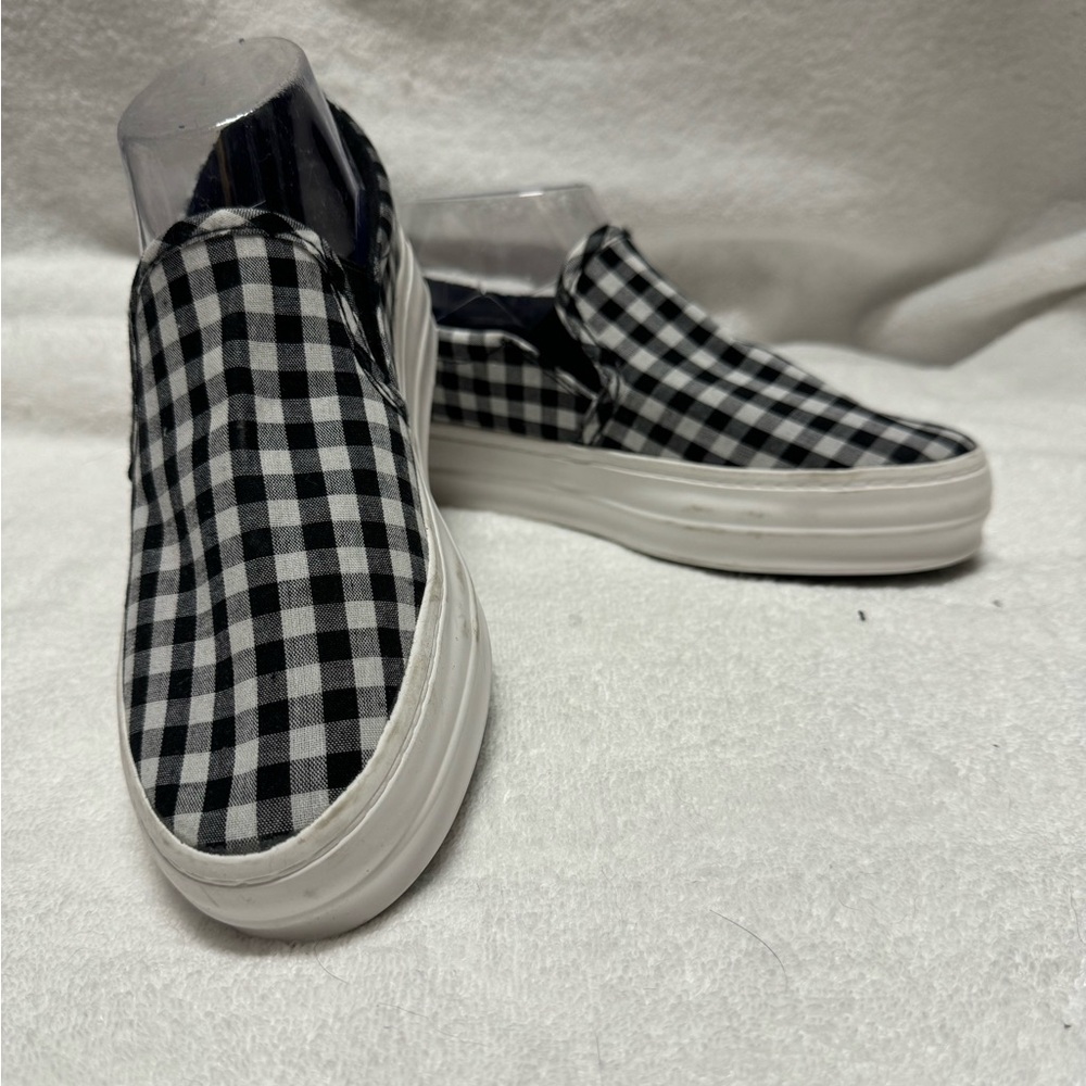 Black & White Gingham Slip-On Women's Sneakers
